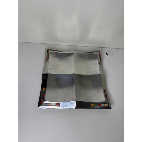 Mikasa Carnival Inlaid Mosaic Silver DPKO 1-835 4 Section Server 14" Square - Picture 6 of 10